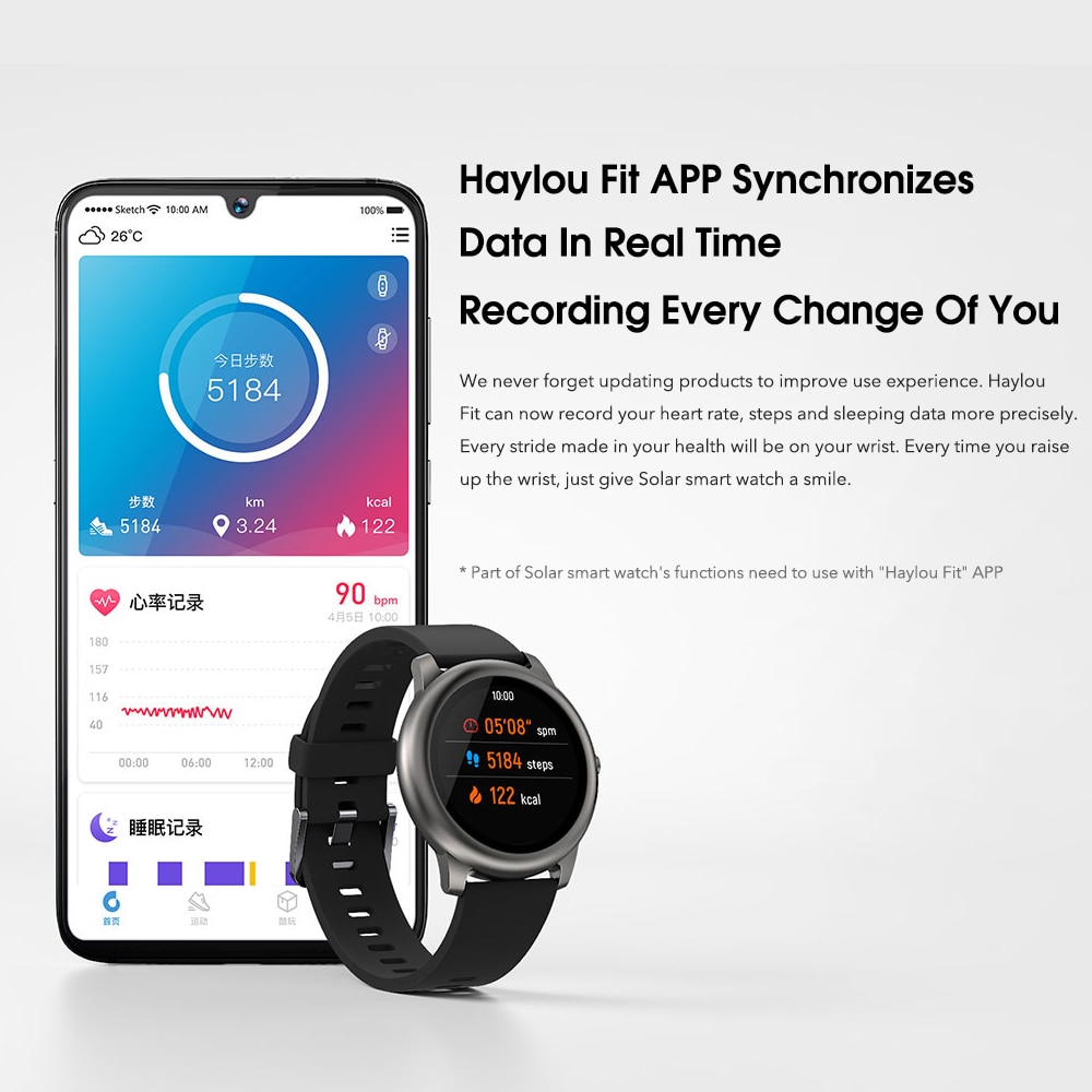 xiaomi Youpin Haylou Solar LS05 Smart Watch Sport Metal Round Case Heart  Rate Sleep Monitor IP68 Waterproof iOS Android Global