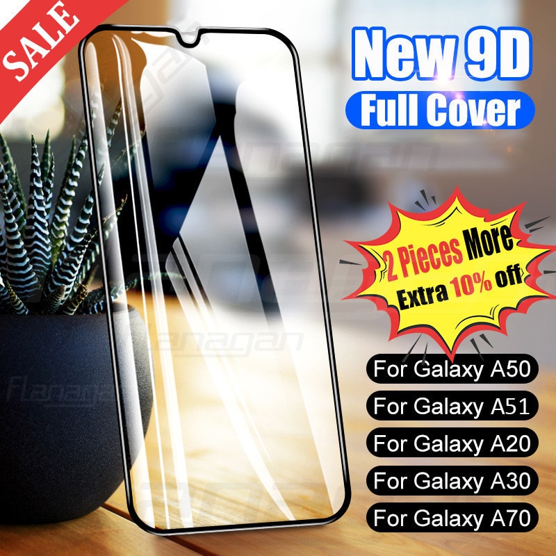 9D Protective Glass On For Samsung Galaxy A50 A40 A30 A10 A20E A60 A70 A80 A90 Tempered Glass For Samsung M10 M20 A20 A51