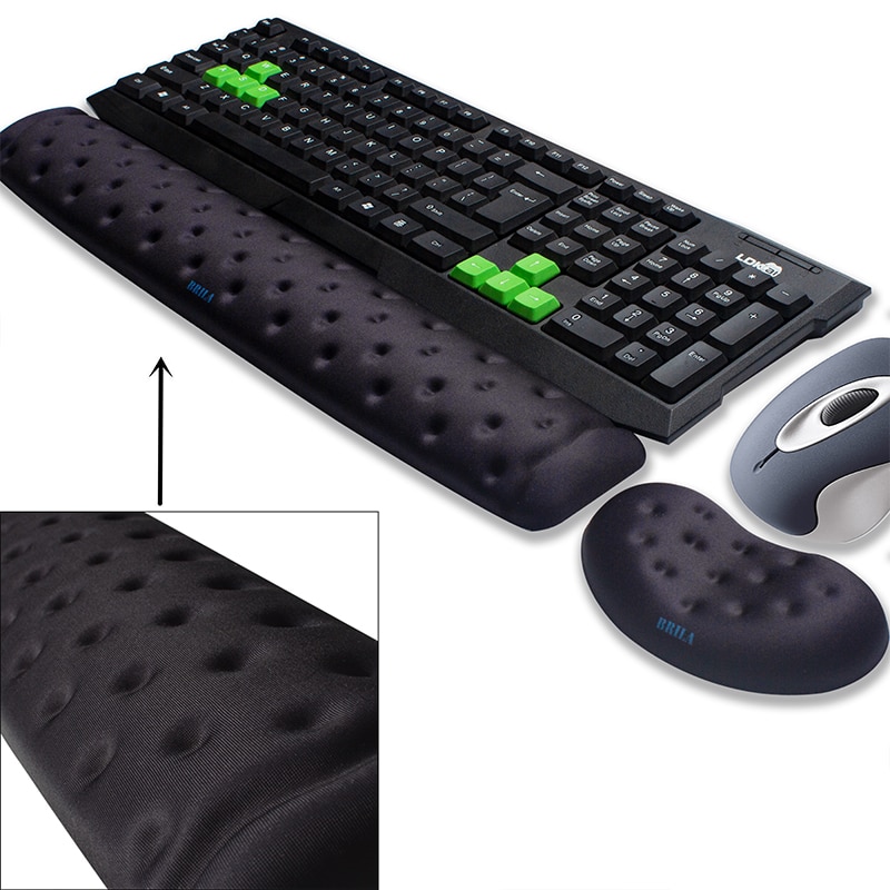 BRILA Memory Foam Ergonomics Mouse & Keyboard Wrist Rest Support Pad Cushion for Office Work and PC gaming, Wrist Pain Relief
