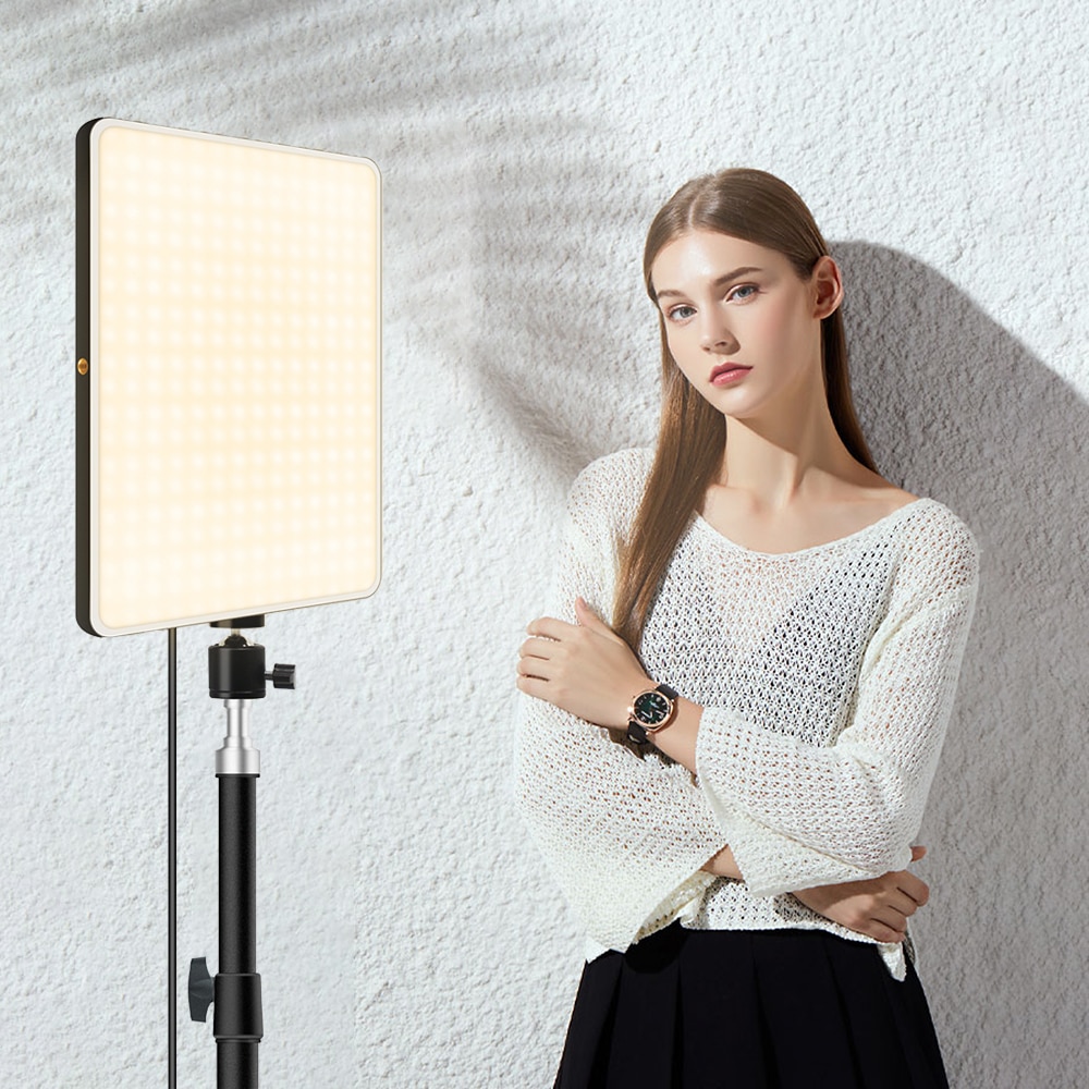 Dimmable LED Video Light Panel EU Plug 3200k-6000k Photography Lighting For Live Stream Photo Studio Fill Lamp Three Color