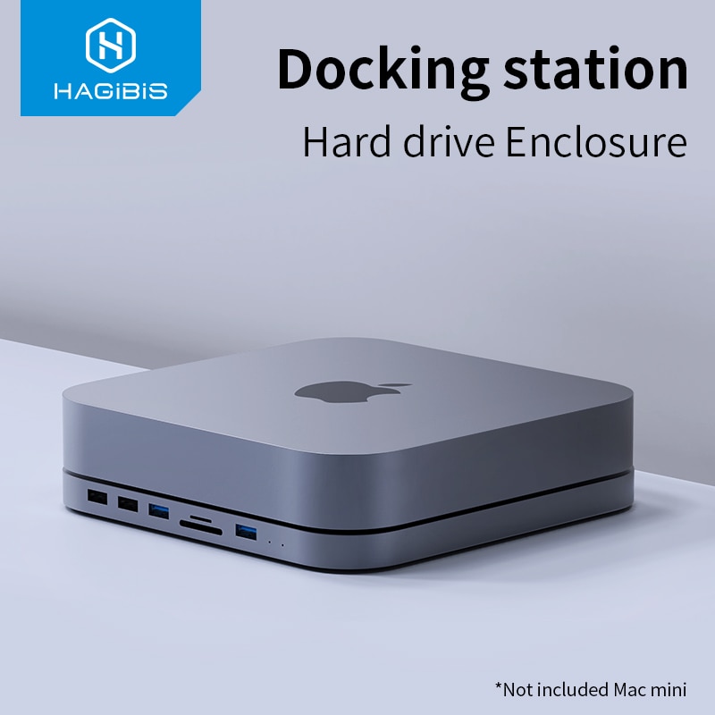 Hagibis USB-C Hub with SATA Hard Drive Enclosure for Mac mini USB 3.0 hub for 2020 NEW Mac mini M1 Type-C SSD Case SD/TF Reader