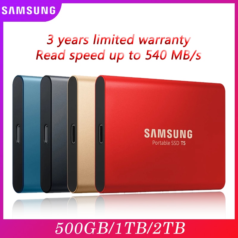 Samsung T5 Portable SSD 2TB 1TB 500GB USB 3.1 External Solid State Drives for Type-C mobile phone and iPhone computer Hard Disk